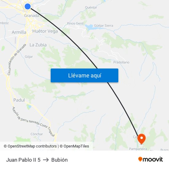 Juan Pablo II 5 to Bubión map