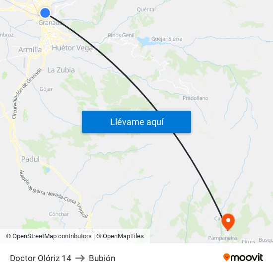 Doctor Olóriz 14 to Bubión map