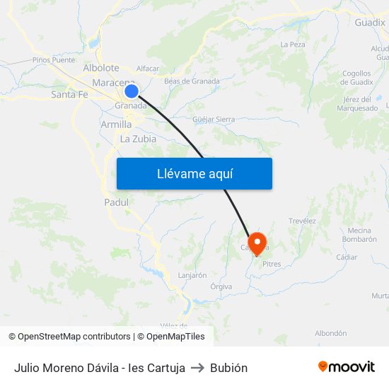 Julio Moreno Dávila - Ies Cartuja to Bubión map