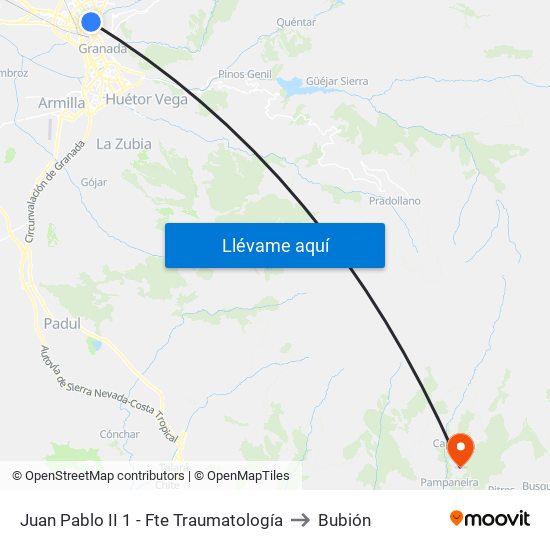 Juan Pablo II 1 - Fte Traumatología to Bubión map