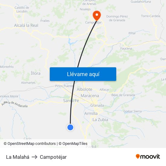 La Malahá to Campotéjar map