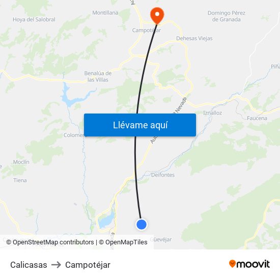 Calicasas to Campotéjar map