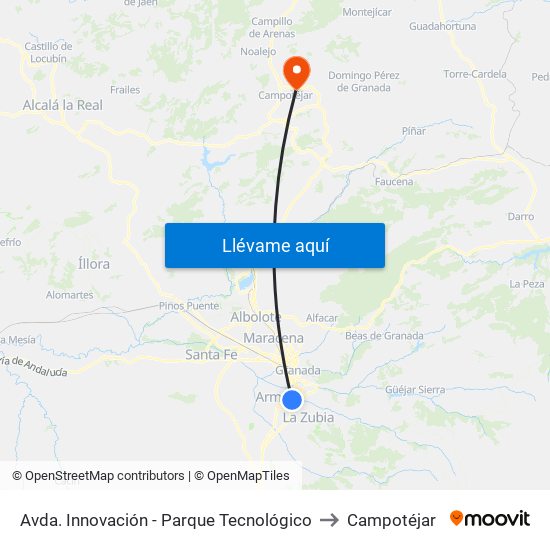 Avda. Innovación - Parque Tecnológico to Campotéjar map