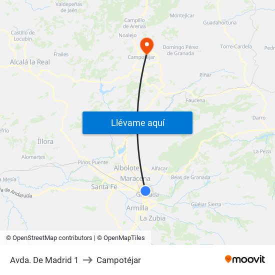 Avda. De Madrid 1 to Campotéjar map