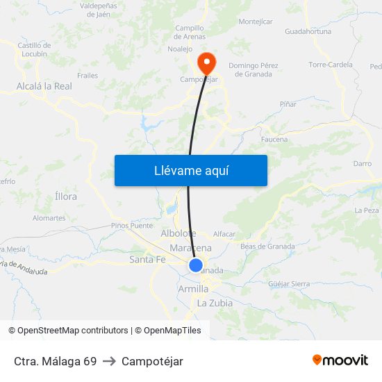 Ctra. Málaga 69 to Campotéjar map