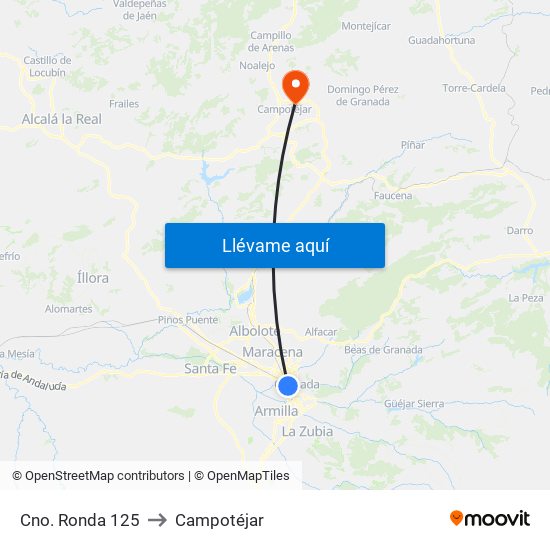Cno. Ronda 125 to Campotéjar map