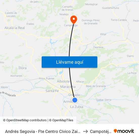 Andrés Segovia - Fte Centro Cívico Zaidín to Campotéjar map