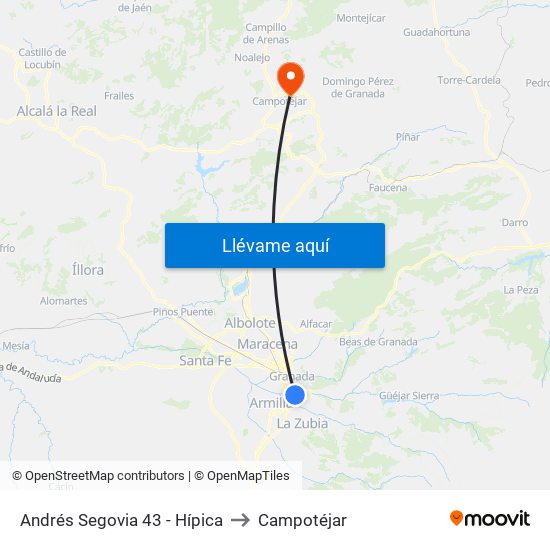 Andrés Segovia 43 - Hípica to Campotéjar map