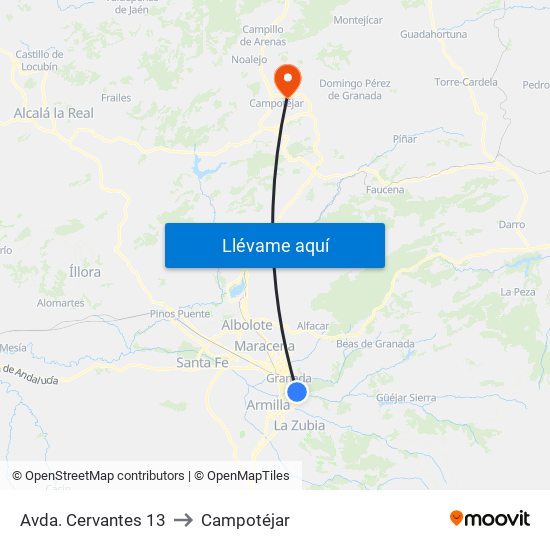 Avda. Cervantes 13 to Campotéjar map