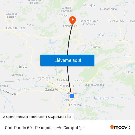 Cno. Ronda 60 - Recogidas to Campotéjar map