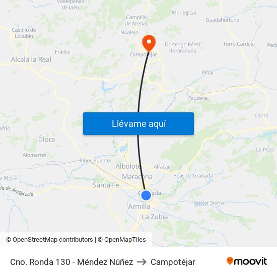 Cno. Ronda 130 - Méndez Núñez to Campotéjar map