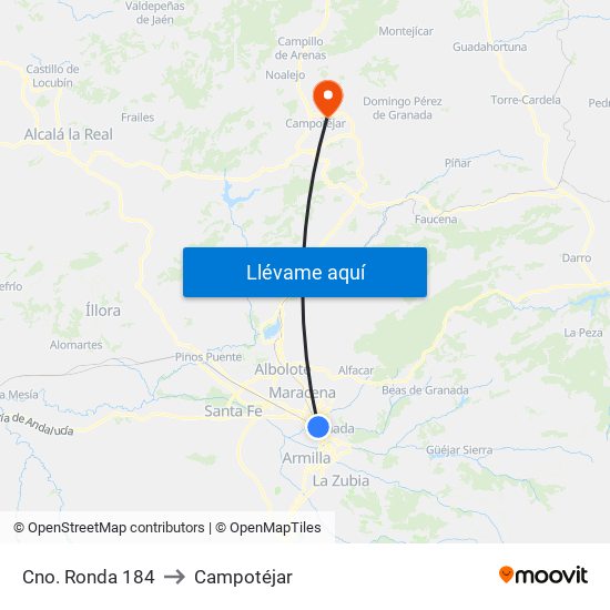 Cno. Ronda 184 to Campotéjar map