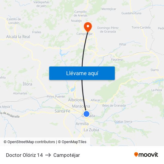 Doctor Olóriz 14 to Campotéjar map