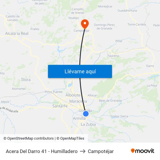 Acera Del Darro 41 - Humilladero to Campotéjar map