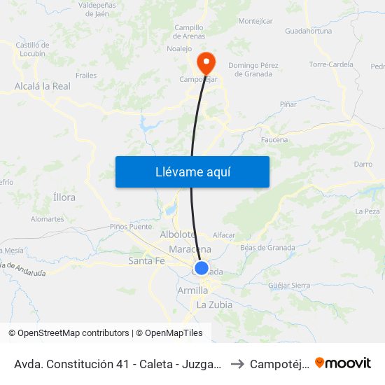 Avda. Constitución 41 - Caleta - Juzgados to Campotéjar map