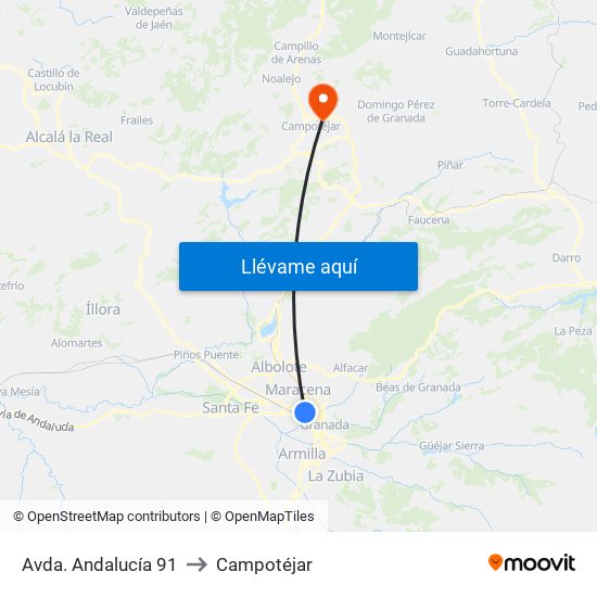 Avda. Andalucía 91 to Campotéjar map