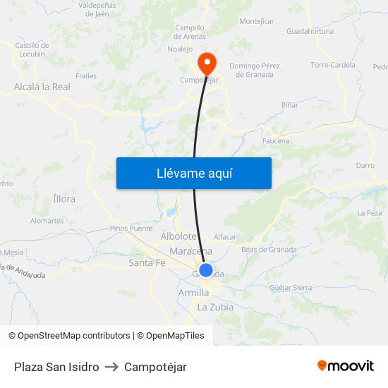 Plaza San Isidro to Campotéjar map
