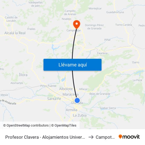 Profesor Clavera - Alojamientos Universitarios to Campotéjar map