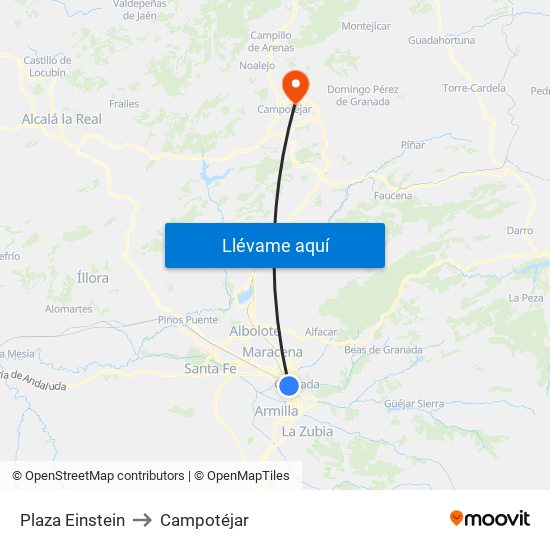 Plaza Einstein to Campotéjar map