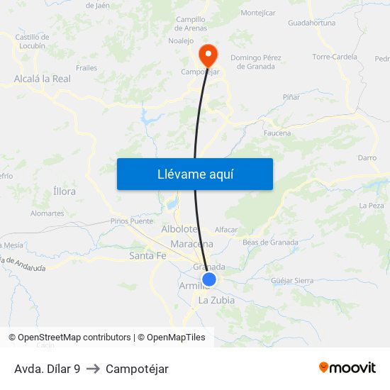 Avda. Dílar 9 to Campotéjar map