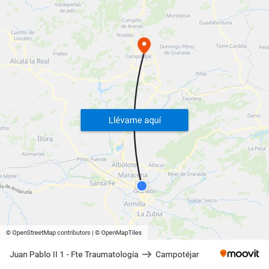 Juan Pablo II 1 - Fte Traumatología to Campotéjar map