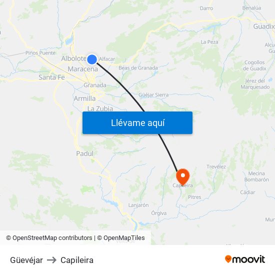 Güevéjar to Capileira map