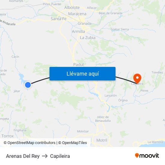 Arenas Del Rey to Capileira map