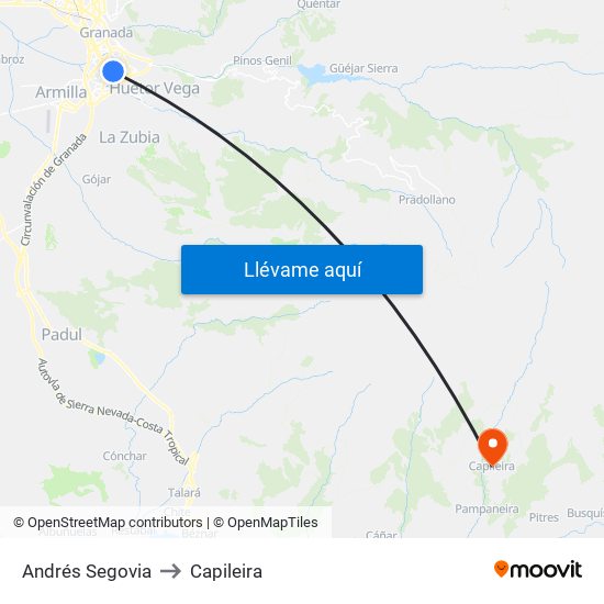 Andrés Segovia to Capileira map