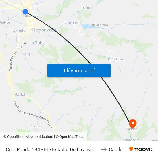 Cno. Ronda 194 - Fte Estadio De La Juventud to Capileira map