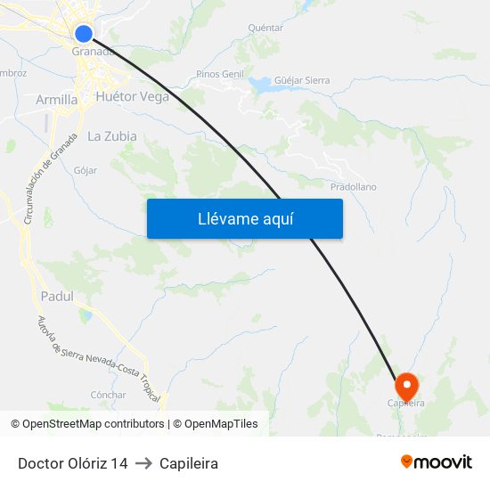 Doctor Olóriz 14 to Capileira map