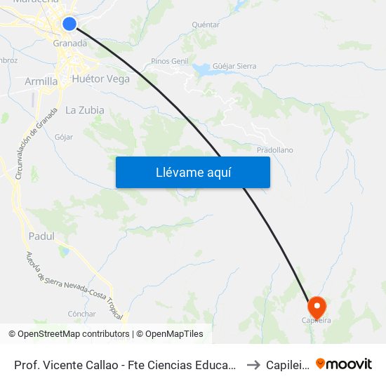 Prof. Vicente Callao - Fte Ciencias Educación to Capileira map