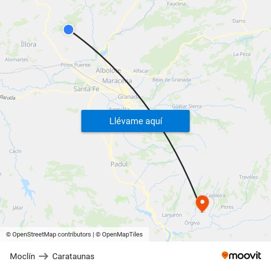 Moclín to Carataunas map