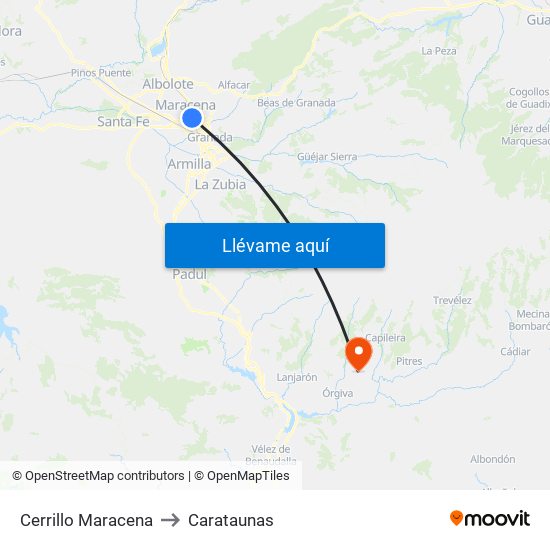 Cerrillo Maracena to Carataunas map