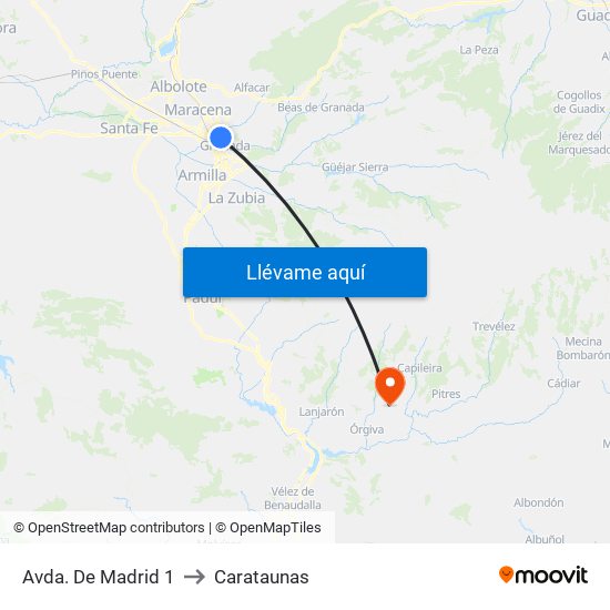 Avda. De Madrid 1 to Carataunas map