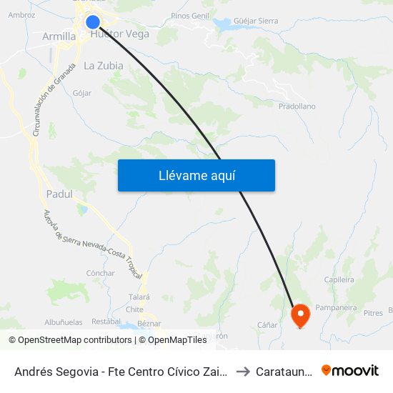 Andrés Segovia - Fte Centro Cívico Zaidín to Carataunas map