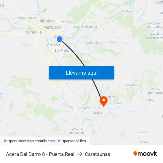 Acera Del Darro 8 - Puerta Real to Carataunas map