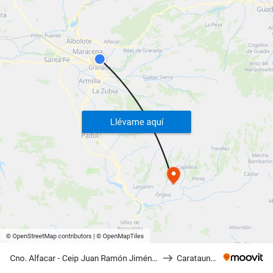 Cno. Alfacar - Ceip Juan Ramón Jiménez to Carataunas map