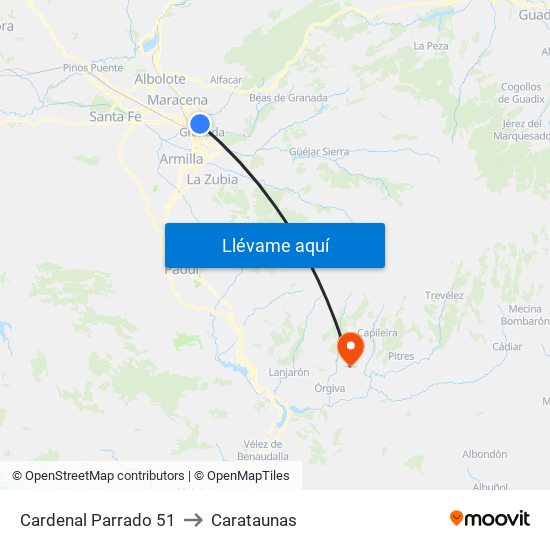 Cardenal Parrado 51 to Carataunas map