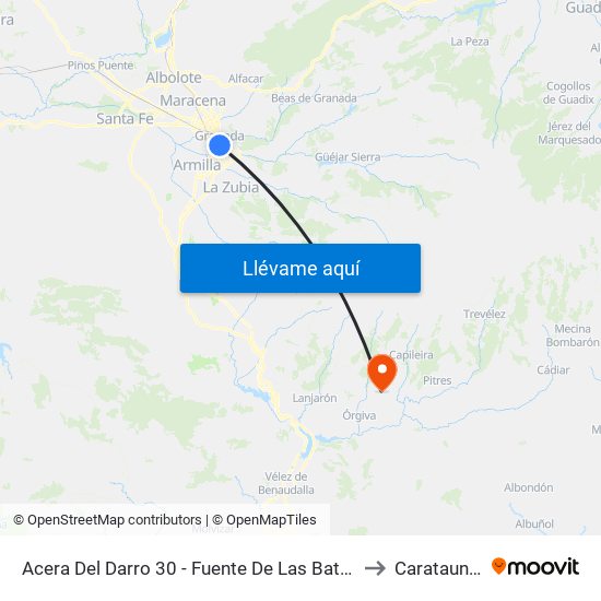 Acera Del Darro 30 - Fuente De Las Batallas to Carataunas map