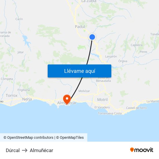 Dúrcal to Almuñécar map