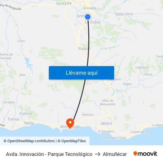 Avda. Innovación - Parque Tecnológico to Almuñécar map