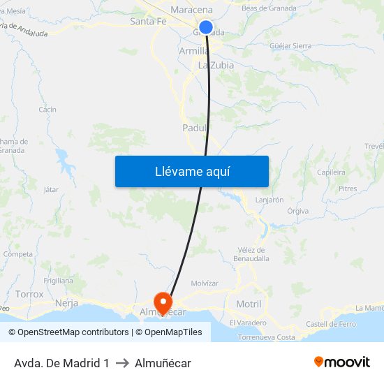 Avda. De Madrid 1 to Almuñécar map
