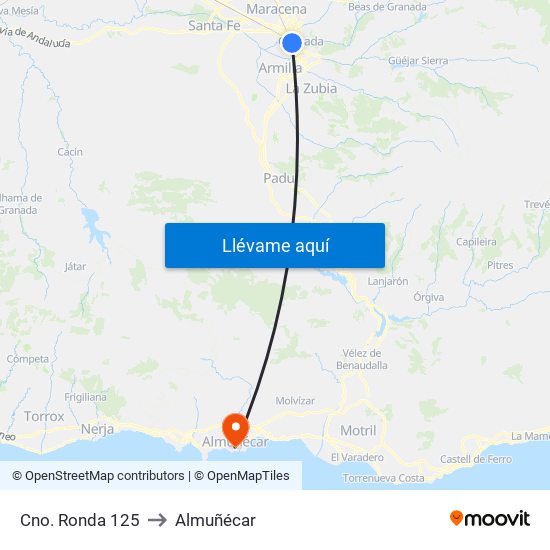 Cno. Ronda 125 to Almuñécar map