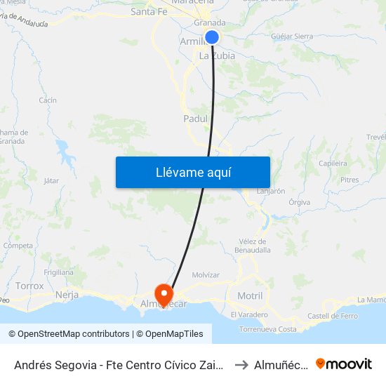 Andrés Segovia - Fte Centro Cívico Zaidín to Almuñécar map