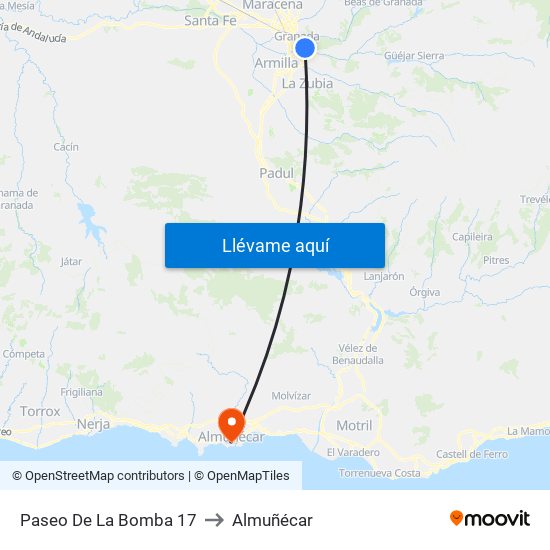 Paseo De La Bomba 17 to Almuñécar map