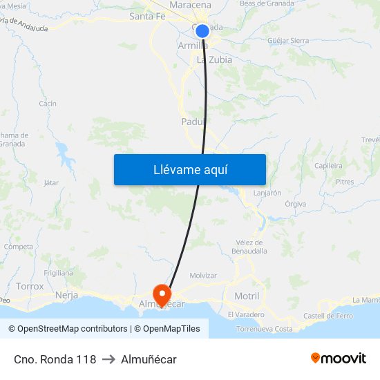 Cno. Ronda 118 to Almuñécar map