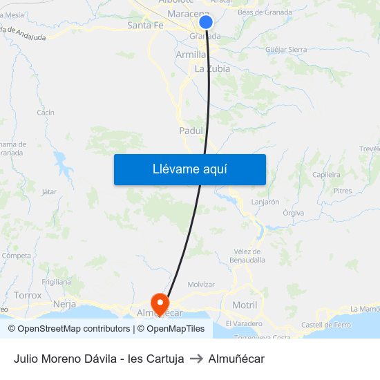 Julio Moreno Dávila - Ies Cartuja to Almuñécar map