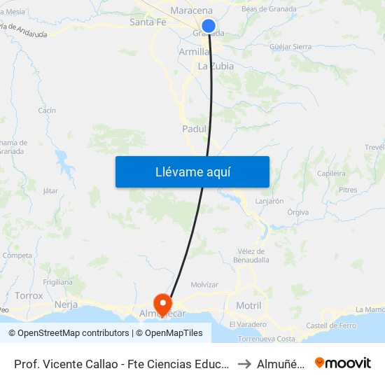 Prof. Vicente Callao - Fte Ciencias Educación to Almuñécar map
