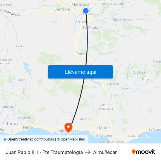 Juan Pablo II 1 - Fte Traumatología to Almuñécar map