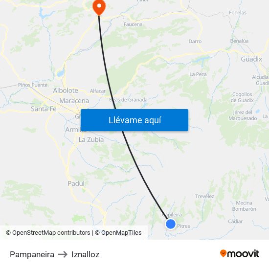 Pampaneira to Iznalloz map